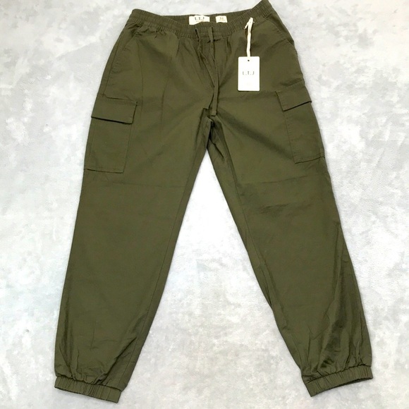 Letter to Juliet Olive Green Drawstring Cargo Joggers  Size M  New - Picture 1 of 12